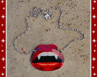 Vampire Kiss - Necklace - Vamp - Gothic Jewelry - Gothic Vampire - Vampire Jewelry - Retro Horror Jewelry Ghoul Jewelry - Glitter Paradise®