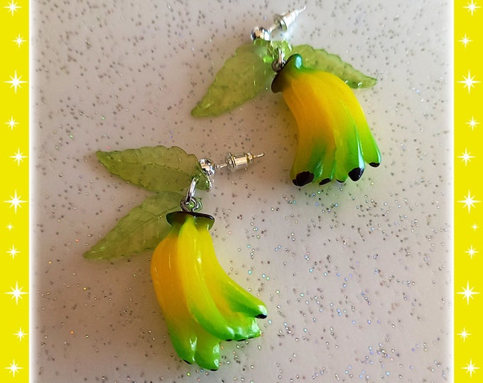 30s Celluloid Style Bananas - Earrings - Bananas Earrings - Bananas Jewelry - 30s Vintage Celluloid - Banana Fashion - Glitter Paradise®