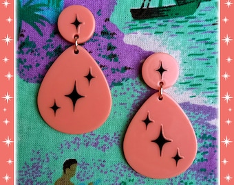 Atomic Teardrop Earrings: Mid-Century Modern, 1950s Retro Style