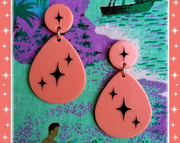 Atomic Drops Saucer - Earrings - Mid-Century Modern - Starlite Motel - 1950s Retro Teardrop Earrings - Vintage Inspired - Glitter Paradise®