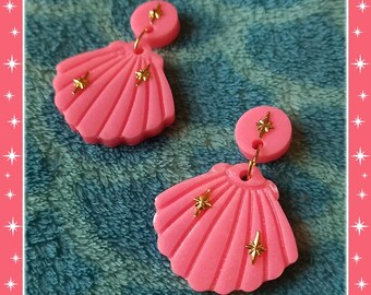 Atomic Seashell Earrings: Summer Beach Jewelry, Handmade in France