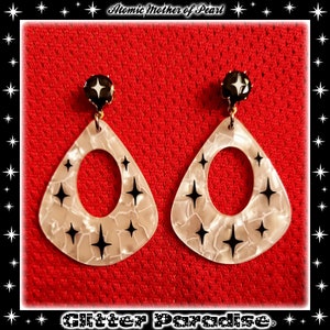Madreperla atomica - Orecchini - Gioielli moderni di metà secolo - Orecchini atomici - Gioielli Retro Spark - Madreperla - Glitter Paradise®