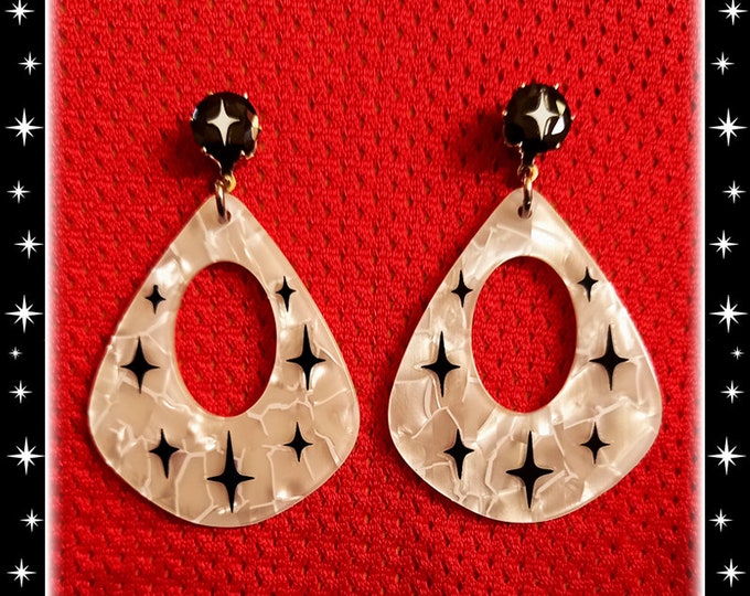 Atomic Mother of Pearl - Earrings - Mid-Century Modern Jewelry - Atomic Earrings - Retro Spark Jewelry - Mother of Pearl - Glitter Paradise®