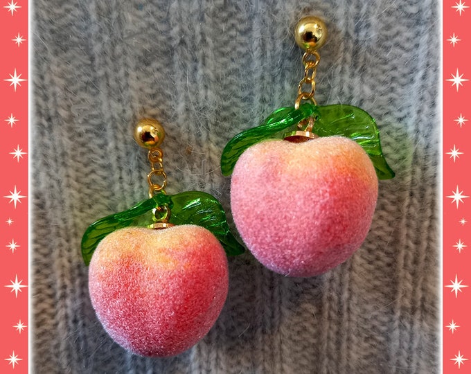 Soft Peach - Earrings - Peaches Earrings - Peaches Jewelry - Juicy Peach - Peach Accessories - Fruit Earrings - Peach - Glitter Paradise®