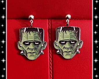 The Creature and The Bride - Earrings - Classic Monsters - Frankenstein - 1950s Retro Vintage Classic Monsters - Monster - Glitter Paradise®
