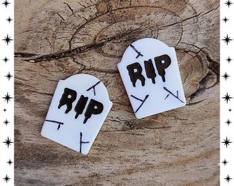 RIP - Earrings - Gothic Earrings - Gothic Jewelry - Tombstone Earrings - Grave Earrings - Scary Tomb - Morbid Earrings - Glitter Paradise®