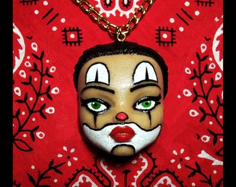 DollFace Chola Clown - Necklace - Payasa - Mexican Clown Necklace - Pachuca Jewelry - Chicana Jewelry - Chingona Jewelry - Glitter Paradise®