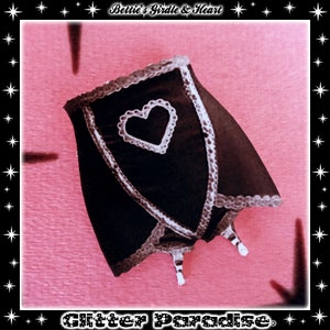 Girdles Heart Black - Brooch - Retro Lingerie - Vintage Lingerie - Vintage Sleaze - 1950's Lingerie - Retro Underwear - Glitter Paradise®