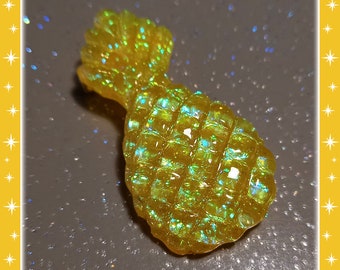 Lucite Pineapple Brooch: Glitter Tropical Jewelry