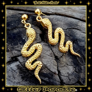 Gold Slider Snake Boucles d'Oreilles Schlangen Magie Wicca Hexerei Salem Neo-Heidentum Sorcellerie Glitter Paradise® Bild 1