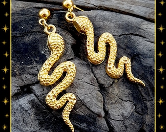 Gold Slider Snake - Boucles d'Oreilles - Schlangen - Magie - Wicca - Hexerei - Salem - Neo-Heidentum - Sorcellerie - Glitter Paradise®