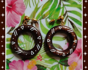 Hawaiian Tapa Hoops Maui - Earrings - Tapa Jewelry - Hawaiian Tapa Kapa - Hawaiian Tapa Kapa Earrings - Hawaiian Jewelry - Glitter Paradise®
