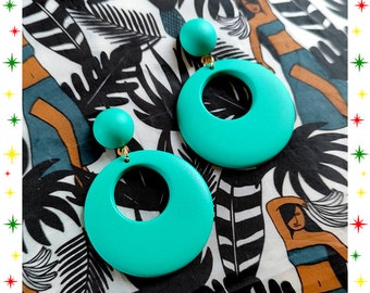 Retro Hoops & Dômes Matte - Earrings - Hoops Earrings - Retro 50s Hoops and Domes - Pinup Hoops Earrings - Color Hoops - Glitter Paradise®