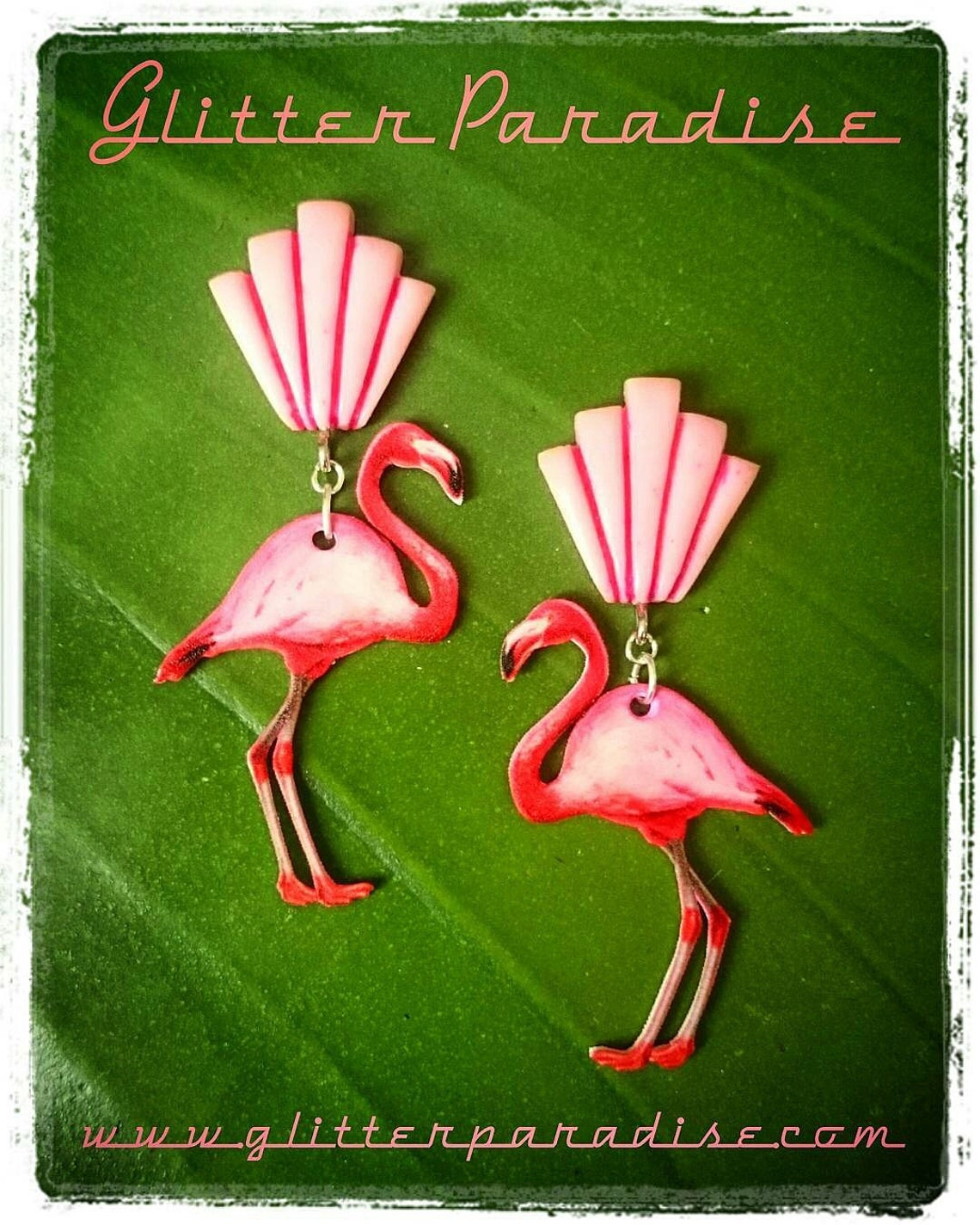 Deco Shell & Flamingo Earrings Flamingo Jewelry Pink Etsy