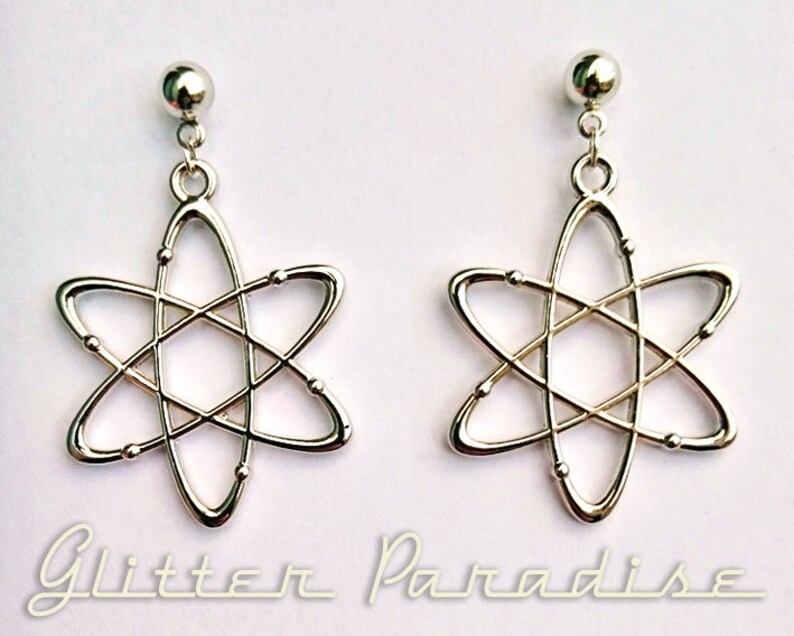 Atomic Marilyn Earrings Atoms Jewelry Mid-Century Modern Retro Science Big Bang Theory Biology Franciscan Glitter Paradise® image 5