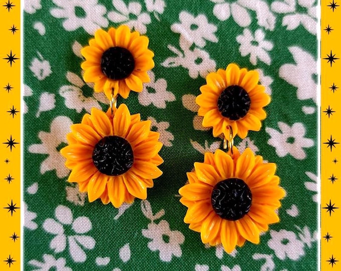 Sunflower Drops - Earrings - Sunflower Jewelry - Flower Earrings - Sunny Earrings - Floral Earrings - Sunflower Earrings - Glitter Paradise®