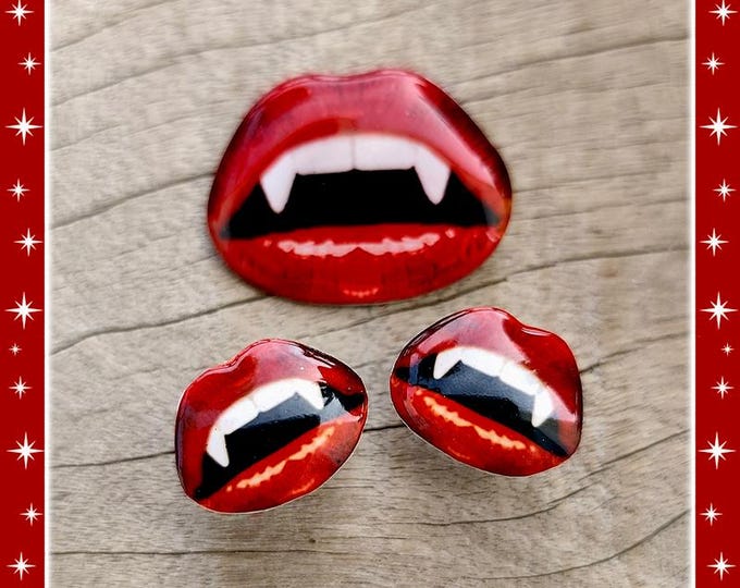 Vampire Kiss - Set - Vamp - Gothic Jewelry - Gothic Vampire - Vampire Jewelry - 50s Retro Horror Jewelry - Ghoul Jewelry - Glitter Paradise®