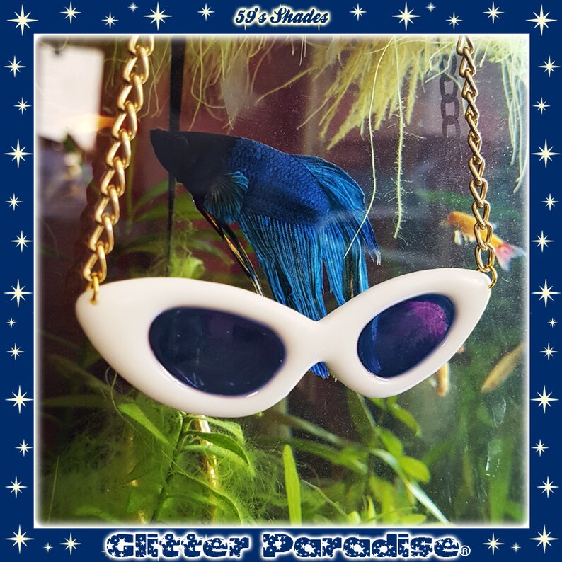 59s Shades Necklace 50s Jewelry Retro Necklace Cat's Eye Glasses Cat's Eye Sunglasses Retro Shades Cat-Eye Glitter Paradise® image 7