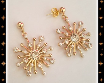 Parels & Strass Sunburst - Boucles d'Oreilles - Mid-Century Modern - Vintage Inspired - jaren '50 - Starburst - Franciscan - Glitter Paradise®