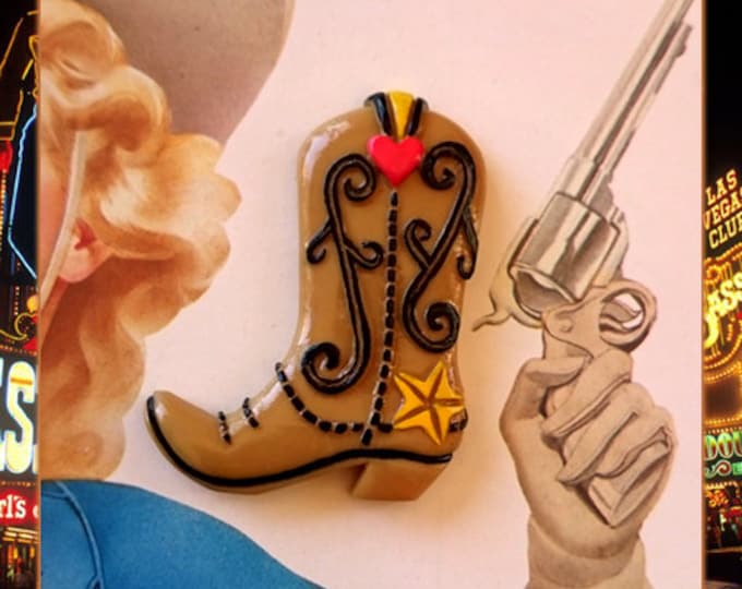 CowGirl Boots - Brooch - Cowboy - Retro Rodeo - Retro Western - Vintage Cowboy - Pinup Cowgirl - 50's - Novelty Brooch - Glitter Paradise®