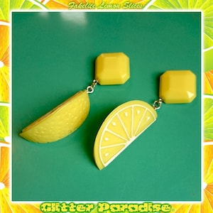 Fakelite Lemon Slices - Earrings - Lemon - Orange - Citrus - Fruits - Vintage Exotica - Fakelite - 50s - Retro - Pinup - Glitter Paradise®