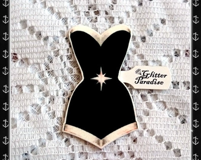 Retro Hollywood Noir - Brooch - Retro Swimsuit - Vintage Summer - Pin-Up - Glamour Ghoul - Vamp - Vintage Sleaze - 50s - Glitter Paradise®