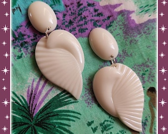Deco Seashell - Earrings - Art-Deco Earrings - Seashell Earrings - Pinup Retro Jewelry - Big Chunky Earrings - Twenties - Glitter Paradise®