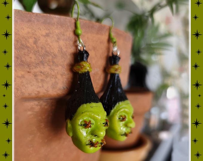Cursed Tsantsa - Earrrings - Shrunken Head Earrings -  Shrunken Head Jewelry - Amazon Tribal Earrings - Ancien Ritual - Glitter Paradise®