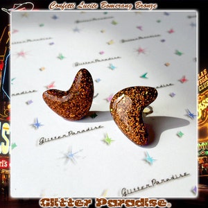 Confetti Lucite Atomic Boomerang Oorbellen Glitter Boemerangs Mid-Century Modern Retro Oorbellen Pinup Oorbellen Glitter Paradise® Bronze