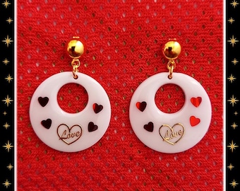 Baby Love Hoops White - Earrings - Valentines Earrings - Valentines Jewelry - Tiny Love Hoops - Super Lightweight Hoops - Glitter Paradise®