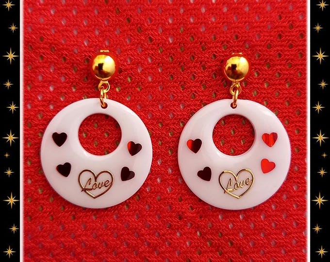Baby Love Hoops White - Earrings - Valentines Earrings - Valentines Jewelry - Tiny Love Hoops - Super Lightweight Hoops - Glitter Paradise®