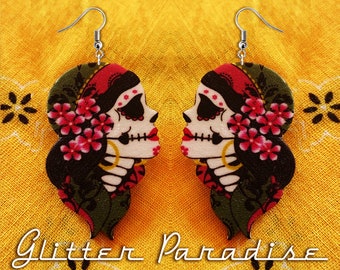 Gypsy Sakura - Earrings - Dia de Los Muertos - Calavera - Day of The Dead - Muerta - Sugar Skull - Mexican Folk - Frida - Glitter Paradise®
