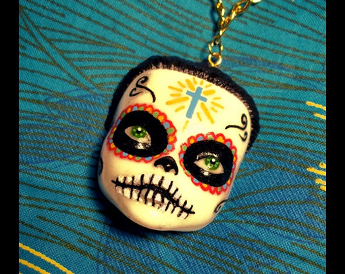 DollFace Sugar Skull - Necklace - Doll Face - Calavera - Dia de los Muertos - Muerta - Mexican Folk - Day of the Dead - Glitter Paradise®