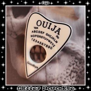 Ouija Planchette - Brosche - Ouija - Spiritualismus - Medium - Psychisch - Paranormal - Okkult - Calling Spirit - Geist - Glitter Paradise® Weiß