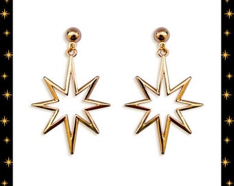 Retro Northern Star Gold - Earrings - Mid-Century Modern - Motel Star - Starlite - Starburst Earrings - Retro Earrings - Glitter Paradise®