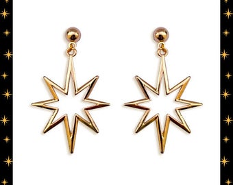 Retro Northern Star Gold - Earrings - Mid-Century Modern - Motel Star - Starlite - Starburst Earrings - Retro Earrings - Glitter Paradise®