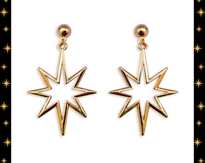 Retro Northern Star Gold - Earrings - Mid-Century Modern - Motel Star - Starlite - Starburst Earrings - Retro Earrings - Glitter Paradise®