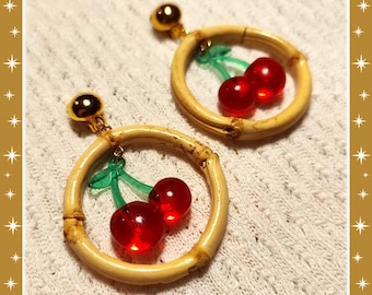 Bamboo Hoops and Pineapple - Earrings - Bamboo Earrings - Bamboo Hoops - Bamboo Pineapple Earrings - Pineapple Jewelry - Glitter Paradise®