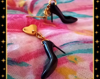 Boucles d'oreilles coeur noir en or – Paradise Jewels France