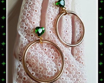 Retro Hoops Gold & Hearts - Earrings -  Barbie Hoops - Pinup Hoops - Hoops Earrings - Gold Hoops - 50s - Retro Jewelry - Glitter Paradise®