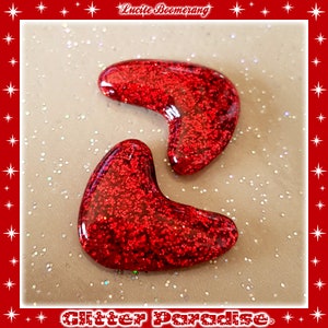 Confetti Lucite Atomic Boomerang Oorbellen Glitter Boemerangs Mid-Century Modern Retro Oorbellen Pinup Oorbellen Glitter Paradise® Rood