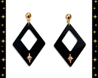 Atomic Retro Rhombus Earrings: Mid-Century Modern Starlite Motel Style