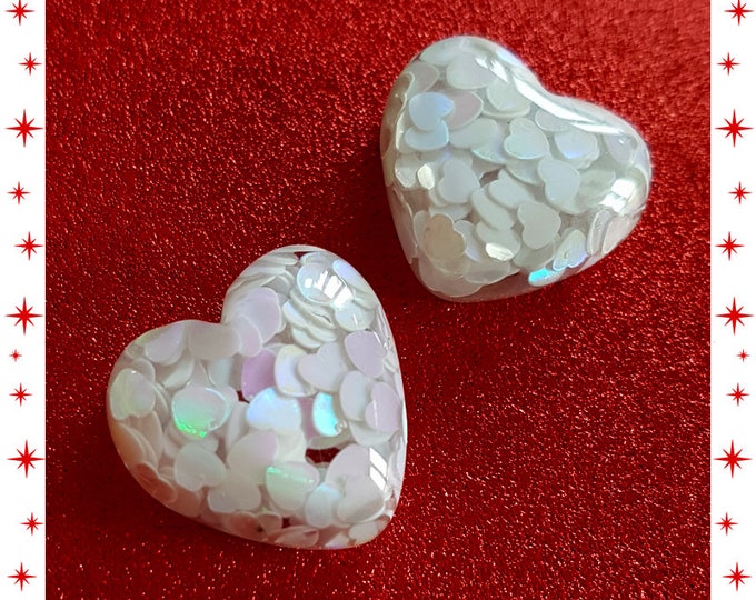 Frozen Hearts - Earrings - Retro Hearts - Hearts - Valentine's Gift - Love - I Love U - Romantic - Heart Jewelry - Amour - Glitter Paradise®