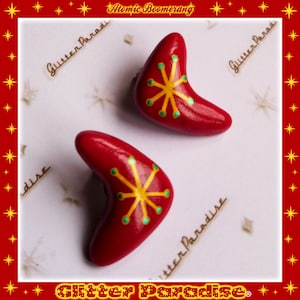 Atomic Boomerang Plain - Earrings - Mid-Century Modern - 1950s - Atomic Boomerang Earrings - Molecular - Atomic Jewelry - Glitter Paradise®