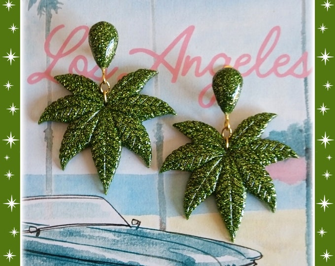 Mary Jane - Earrings - Confetti Lucite - Weed Earrings - Cannabis - Sativa - Ganja - Marijuana - Hemp - Stoner - Retro - Glitter Paradise®