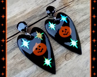 Atomic Pumpkin Love - Earrings - Pumpkin Jewelry - Halloween Earrings - Halloween Jewelry - Retro Halloween - Pumpkins - Glitter Paradise®