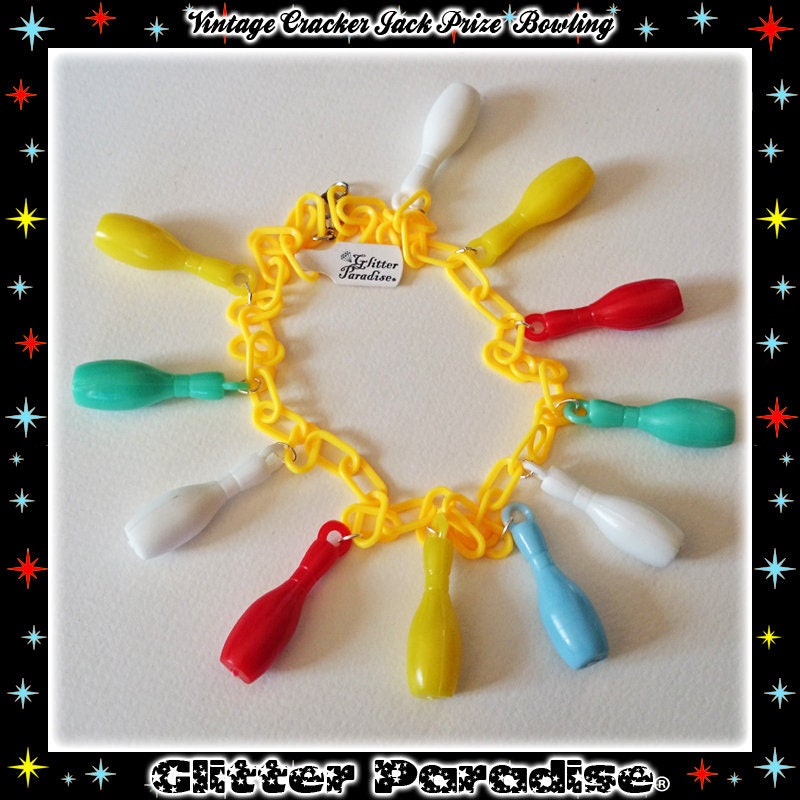 Original Vintage 1950's Cracker Jack Bowling Necklace Cracker Jack