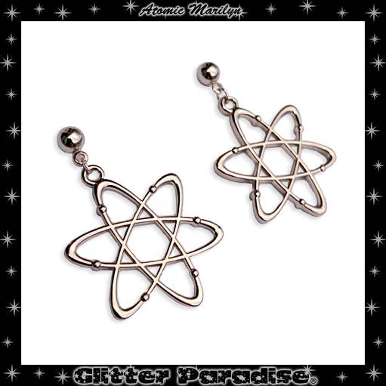 Atomic Marilyn Earrings Atoms Jewelry Mid-Century Modern Retro Science Big Bang Theory Biology Franciscan Glitter Paradise® image 6