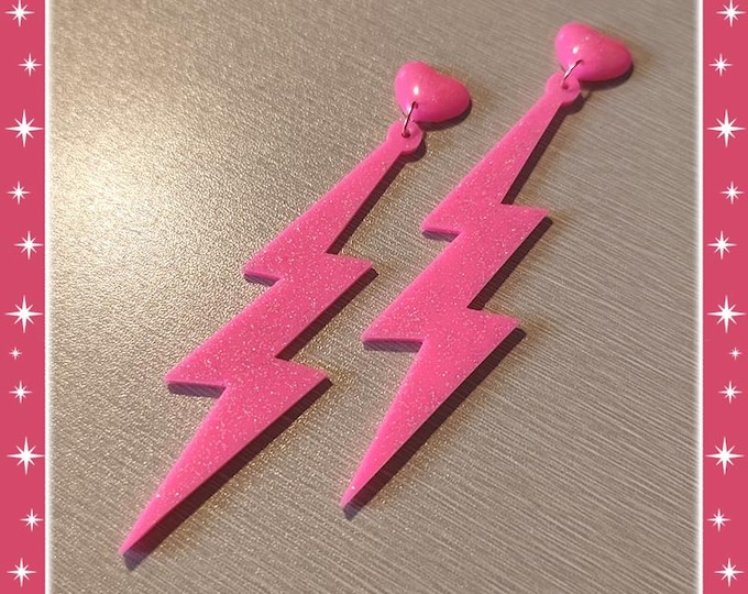 80s Lightning Bolt - Earrings - 1980s Jewelry - 1980 Fashion - 1980 Earrings - 1980s Jewelry - 1980s Statement Earrings - Glitter Paradise®