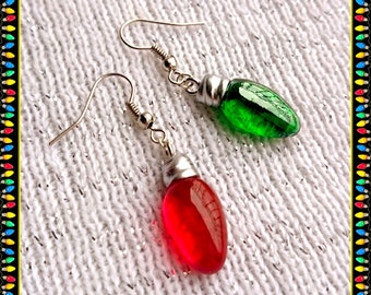 Retro Christmas Light Bulb Earrings: 50s Holiday Style